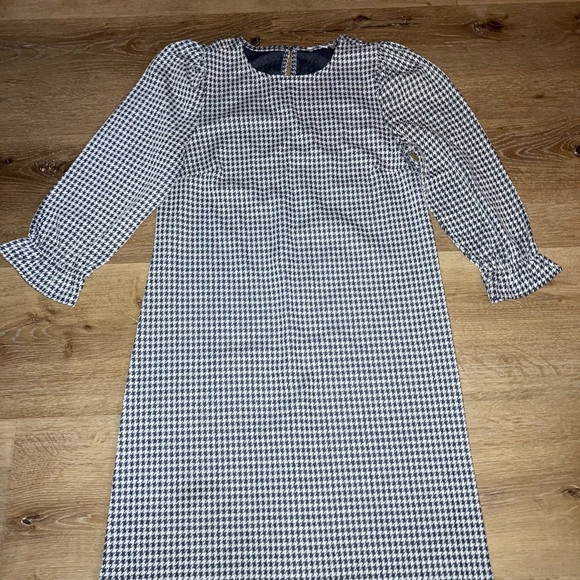 LOFT Women’s Black and White Houndstooth Long Sleeve Dress Size Small | Preppy - Picture 2 of 10
